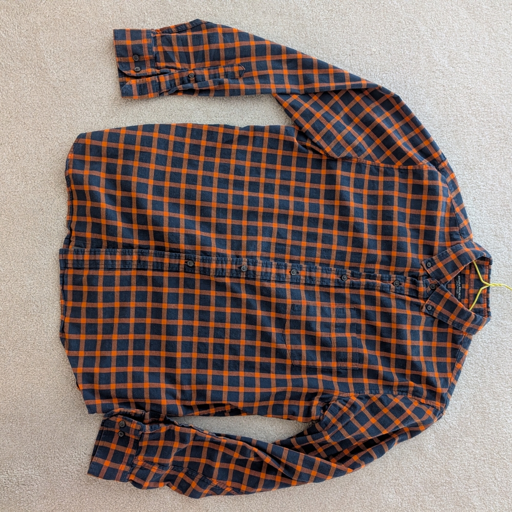 Banana Republic Luxe Flannel in Orange and Navy